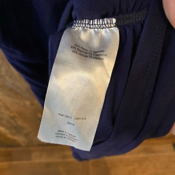 Motherhood Maternity Sz S Navy Blue Maternity Ruching 3/4 Sleeve Maxi Blue Dress - Picture 7 of 8